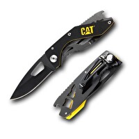 Cat DA980267 Kemer Askı Kancalı Şişe Açacaklı Katlanabilir 16 CM Paslanmaz Çelik Siyah Kamp Çakısı