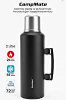 Cooker 2 Litre Kulplu Paslanmaz Çelik Kamp Termos CKR-2128 Siyah