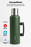 Cooker 2 Litre Kulplu Paslanmaz Çelik Kamp Termos CKR-2128 Yeşil