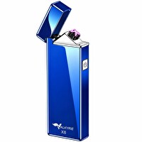 Valkyrie X8 USB Şarjlı Elektronik Ark Çakmak Alevsiz Rüzgara Dayanıklı Metalik Mavi