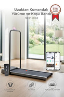 Torima VEP1002  Ayarlanabilir Bluetoothlu Uzaktan Kumandalı Katlanabilir Yürüme Bandı Siyah