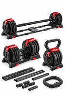Bezt Premium Sports Ayarlanabilir 3'ü 1 Arada 24 KG Kırmızı Halter - Kettlebell ve Dambıl Seti