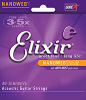 Elixir 11052 Nanoweb 80/20 Bronze Akustik Gitar Teli (12-53)