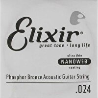 Elixir 14124 Nanoweb Phosphor Bronze Tek Akustik Gitar Teli (24)