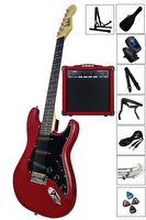 Midex RPH20-AMP 20 Watt Gainli Amfi Kırmızı Elektro Gitar Seti