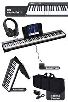 Midex PLX-100BK Tuş Hassasiyetli 88 Tuş Bluetooth Şarjlı Taşınabilir Dijital Piyano (Sustain Pedalı Kulaklık Çanta)