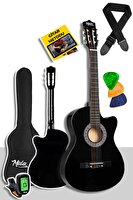 Midex CG-38XBK Siyah Klasik Gitar 4/4 Kesik Kasa Full Set (Çanta Askı Tuner Metod Pena)