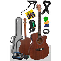 Midex PHX-188EQ Set Masif Ağaç Elektro Akustik Gitar 4/4 (Gigbag Çanta Tuner Askı Capo Jak Kablo)