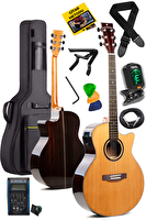Maxword M501-EQ 4/4 Yetişkin Seri Üst Segment Profesyonel Masif Ağaç Elektro Akustik Gitar Seti