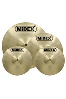 Midex CYM-20 Cymbal Bateri Zil Seti (2x14" Hi Hat 16" Crash ve 18" Crash/Ride)