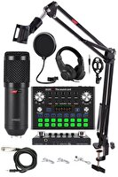 Lastvoice BM800 Live GMR-Head Plus Set Efektli Ses Kartı Mikrofon Kulaklık Stand Kayıt Canlı Yayın (PC Ve Telefon)