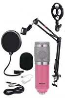 Lastvoice BM800PM Pembe Condenser Mikrofon Seti (Stand Filtre 7.1 Ses Kartı)