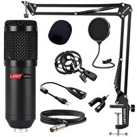 Lastvoice BM800BT Black Condenser Mikrofon Stand Filtre Ses Kartı (PC Ve Telefonda Çalışır)