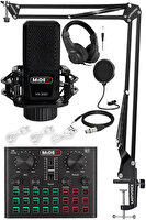 Midex MX-2020 Live Set Efektli Ses Kartı Mikrofon Stand Kayıt Canlı Yayın Seti (PC Ve Telefon)