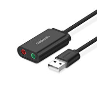 Ugreen 3.5 MM Harici USB Siyah Ses Kartı