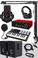 Midex Impressive Paket-3 Stüdyo Ekipmanları Seti (Monitör Mikrofon Ses Kartı Kulaklık Midi Klavye)