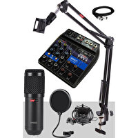 Lastvoice BM800 Mikrofon Phantomlu Mikser + Stand + Shock Mount Set