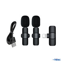 ScHitec K9 Lightning Çift Kablosuz Wireless HD Siyah Yaka Mikrofonu