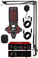 Midex CXN-30 Paket-4 Stüdyo Ses Kartlı Condenser Mikrofon Stand Seti