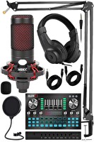 Midex CXN-30 Paket-12 VS20 Ses Kartlı Condenser Mikrofon Stand ve Kulaklık Seti