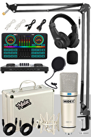Midex CX1 Effective Set Efektli Ses Kartı-Mikrofon-Kulaklık ve Stand Kayıt Canlı Yayın Seti (PC ve Telefon)