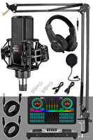 Midex MX-2020 Effective Set Efektli Ses Kartı-Mikrofon-Kulaklık ve Stand Kayıt Canlı Yayın Seti (PC ve Telefon)