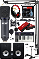 Midex Wizard Paket-6 Stüdyo Ekipmanları Seti (Monitör-Mikrofon-Ses Kartı-Kulaklık ve Midi Klavye)