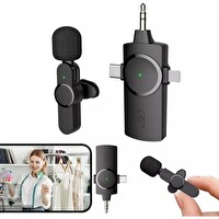 Daytona K9-C1 Wireless 3in1 Kablosuz Type-C - Lightning 3.5mm Jak - Tekli Kablosuz Yaka Mikrofonu
