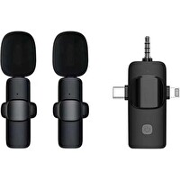 Daytona K9 Wireless 3IN1 Kablosuz Type-C - Lightning -3.5MM Jak Çiftli Yaka Mikrofonu - K9C2