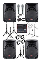 Lastvoice Ample Classy-Paket-4 Aktif Hoparlör ve Mixer Full Ses Sistemi Seti