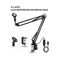 Larkin NB39 RGB Demir Masa Üstü Yayıncı Mikrofon Standı Siyah