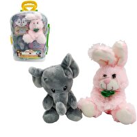 Asya Oyuncak Bavulda Pembe Fil-Tavşan 2'li Peluş CESE-10040