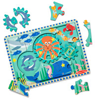 Melissa & Doug 18 Parça Ahşap Dişli Denizaltı Puzzle