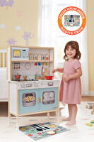 Rozitoys Ledli Ahşap Oyuncak Montessori Çocuk Mutfağı - Hediye Halı DBG102