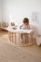 Rozitoys Pikler Ahşap Montessori Gelişim Halkası Krem Minderli Ve Sandalye Seti