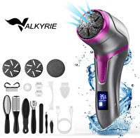 Valkyrie Profesyonel Ayak Bakım Cihazı 360° Döner Başlık Dijital Ekranlı Şarjlı 10 Parça Mor