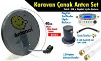 Antenci 40 CM Delikli Karavan Çanak Anten Seti + Dijital Uydu Bulucu