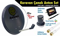 Antenci 40 CM Karavan Çanak Anten Seti + Analog Uydu Bulucu