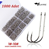 Valkyrie 1000 Adet Olta İğnesi Seti 1#-10# – Yüksek Karbon Çelik Halkalı Göz Keskin Uç Profesyonel Balıkçı İğnesi