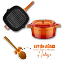 Lava Döküm Trendy 4 Parça Turuncu Tencere Tava Seti  LV PY TSC 2426 K2 SET O