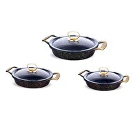 Fms 6 Parça Granit Siyah Altın Omlet Tavası Set D5001S