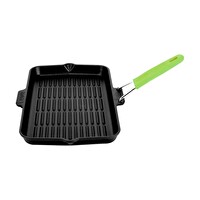 Lava 21x36 CM Silikon Tel Saplı Dikdörtgen Sığ Döküm Yeşil Izgara Tavası LV ECO GT 2136 T23-1 G