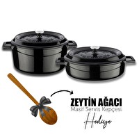 Lava Döküm Yuvarlak Derin Ve Sığ 5 Parça Siyah Tencere Seti LV Y TSC K2 SET BL