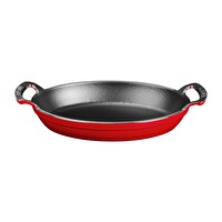 Lava Yekpare 27x20 CM Oval Sahan Döküm Demir Çift Kulplu Kırmızı Tava LV O TV 2720 SHN R