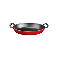 Lava Döküm Demir Yekpare Çift Kulplu 19x14 CM Kırmızı Oval Sahan LV O TV 1914 SHN R
