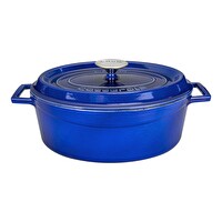 Lava Döküm Premium Serisi 23x29 CM Döküm Demir Yekpare Kulplu Mavi Oval Tencere LV O TC 29 PR K2 B