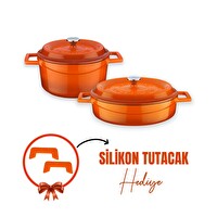 Lava Döküm 2X Trendy Serisi 5 Parça Turuncu Tencere Seti LV S ET K43 O