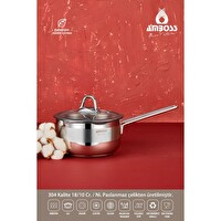 Amboss Cool Paslanmaz Çelik İndüksiyon Tabanlı 16 CM Cam Kapaklı Sütlük
