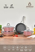 Amboss Crystal 7 Parça Granit Çift Renkli Rose Gold Tencere Seti CRY-1011