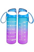 DigitHome 750 Ml Çift Renk Ölçü Baskılı Motivasyon Sağlıklı Plastik Su Şişesi Mavi – 161670-160 C1-1-139